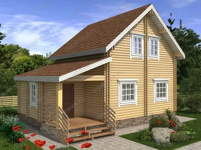 Двухэтажный дачный дом из бруса «Тёплая классика»