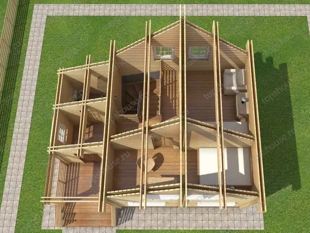 Двухэтажный дачный дом из бруса «Тёплая классика»