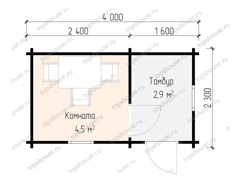 Дачная бытовка 4,0x2,3